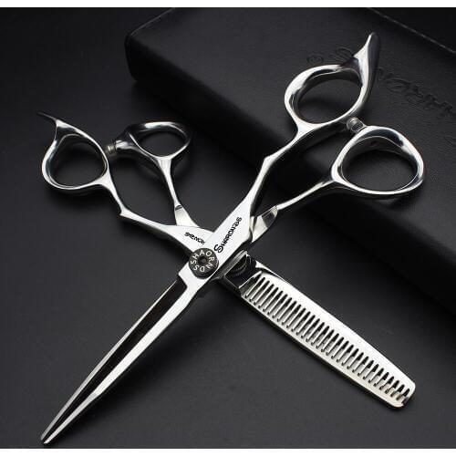 6 inch professional hairdresser scissors + fine scissors hair salon 440c stainless steel hairdressing scissors set