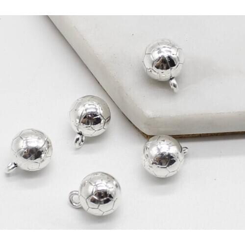 6pcs Charm Personality Creative Sports Theme Football Pendant 10x10mm Ancient Silver DIY Alloy Jewelry Accessories Wholesale