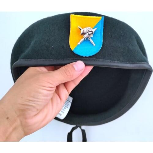 United States US Army 8th Special Forces Group Wool Blackish Green Beret SPECIAL FORCES INSIGNIA Military Hat 1963~1972