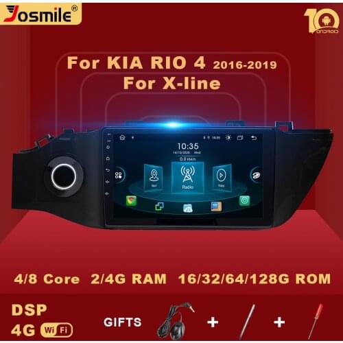 2 din Android 10.0 Car Radio for KIA RIO 4 x-line 2016-2019 Multimedia Video Player GPS AI Voice Control DSP 4G Carplay no DVD