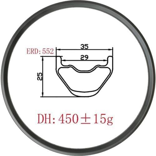 450g 27.5er MTB ENDURO DH 35mm x 25mm Hookless tubeless carbon rims 25mm deep UD 3K matte glossy cross country mountain bicycle