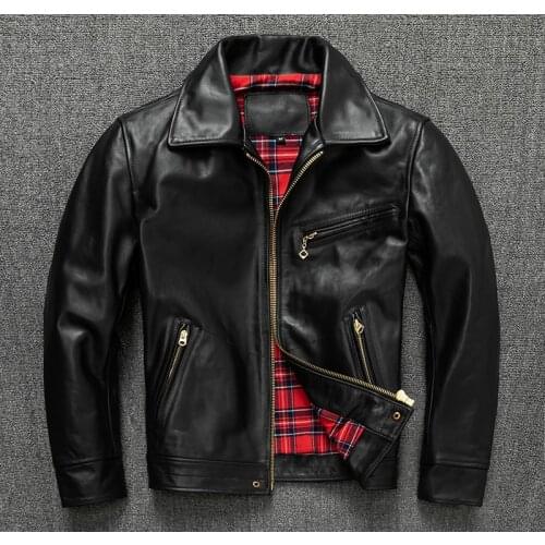 Free shipping.2021 sales Brand new horsehide coat.slim men classic motor rider real leather jacket.quality leather cloth