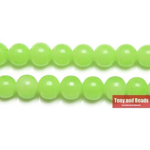 16" Imitation Lt Green Round Glass Loose Beads 6 8 10MM Pick Size for Jewelry Making IJ4