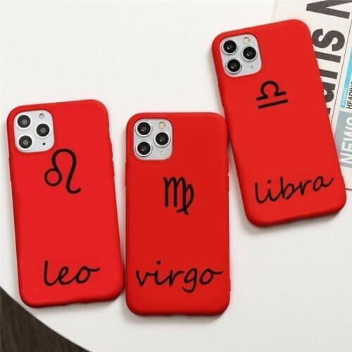 Zodiac Sign Phone Case For iphone 12 11 Pro Max Mini XS 8 7 6 6S Plus X SE 2020 XR Red Cover