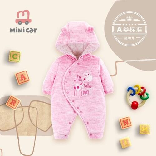 Baby one piece Romper baby cotton open file climbing clothes girl baby spring and autumn Jumpsuit with hat