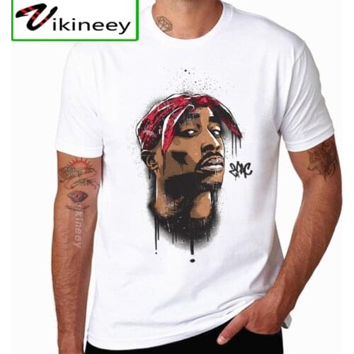EU size Men Print Tupac 2pac T-shirt Short sleeve O-Neck White Tshirt Hip Hop Swag harajuku Streetwear T shirt