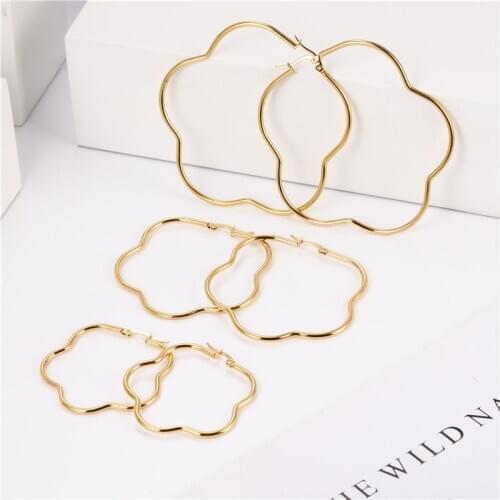 OUFEI Geometric Earings Fashion Jewelry Accessories Stainless Steel Jewelry Woman Hoop Earrings 2020 Gifts For Women