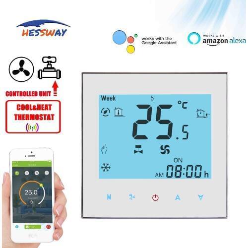 HESSWAY TUYA 2pipe 4pipe cooling&heating wifi thermostat google for Central air conditioning