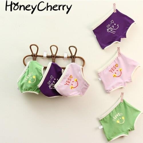 Girl cotton briefs smiling face triangle briefs smiling face series boxer briefs kids underwear for girls