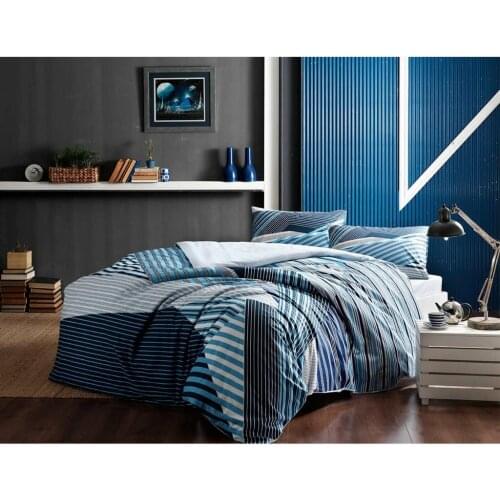 Crown Atlantis Ranforce Single Double Quilt Cover Set Blue