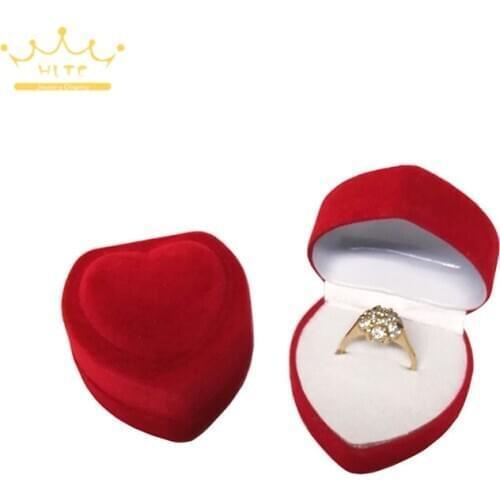 Heart Shape Ring Box Red Velvet Jewelry Box Ring Organizer Wholesale Gift Boxes Small Container Jewlery Box Packaging