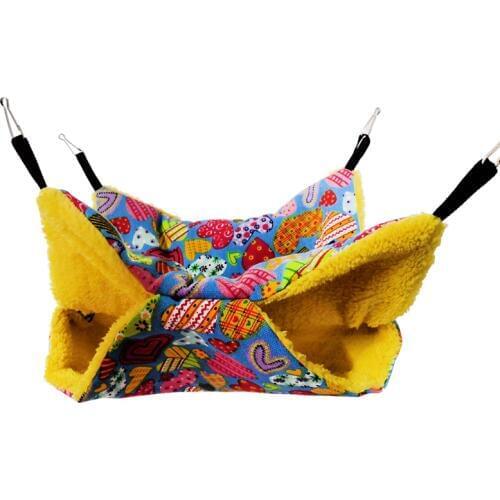 Hamster Hammock Bed Mat Cute Small Animal Suspended Warm Plush Double-deck Guinea Pig Rabbit Hanging Bed Cage Pet Accessories