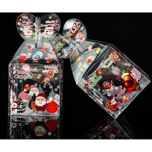 Creative Christmas Gift Box Packaging Candy Apple Box PVC Transparent Cartoon Snowman Santa Claus Decoration Wedding Boxes
