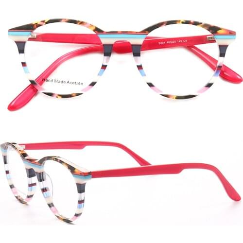 Women Round Eyeglass Frames Men Vintage Fashion Glasses Frames Spectacles Prescription Eyewear Blue Pink Red Eyeglasses Frames