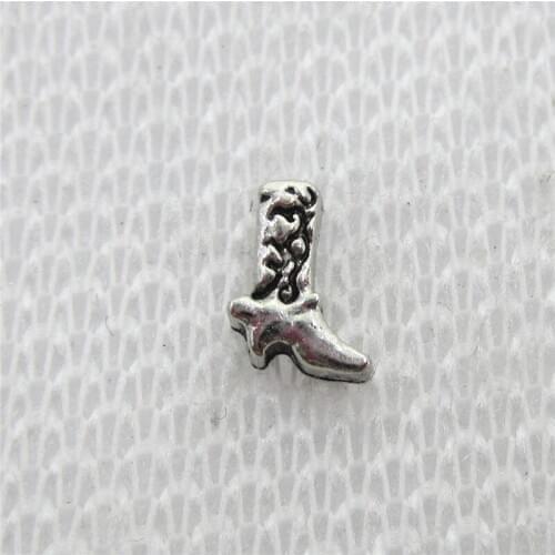 Hot selling 20pcs/lot Cowgirl boot Floating Charms Living Glass Memory Floating Lockets DIY Jewelry Charms