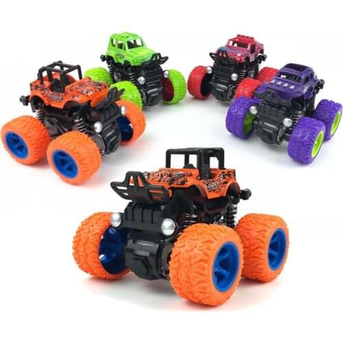 2020New Mini Inertial Vehicle Four-Wheel-Drive Plastic Children Toy Car Pull Back Stunt Car Children Gift Children Present