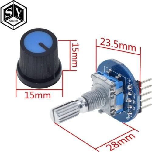 GREAT IT Rotary Encoder Module for Arduino Brick Sensor Development Round Audio Rotating Potentiometer Knob Cap EC11