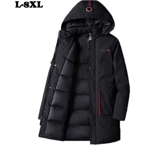 Winter Men Jackets Hooded Down Cotton Padded Men Plus Fertilizer 8XL Thicken Warm Mid-Long Section Pockets Windproof Parka Coat