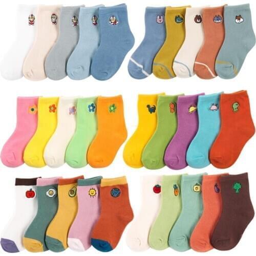 5 Pairs Lot Baby Cotton Long Socks Toddler Kids Child Boys Girl Autumn Winter Thick Warm Funny Dinosaur Animal Print Smiley Sock