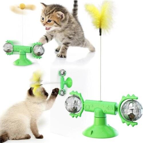 N35 New Meow Planet Round Windmill Cat Toy Cats Turntable Cat Stick Pet Puzzle Fun Products Toys
