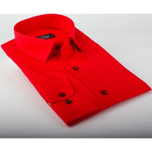 2020 New Arrival Solid Causal Formal Business Long Sleeve Button Down Red Shirt Cotton Polyster Dress Autumn Spring Clothing
