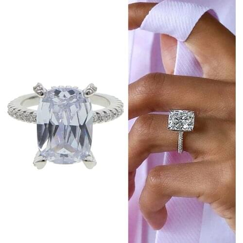 Wedding ring for women 5A cubic zirconia pricess cut accent stone iced out bling cz engagement rings