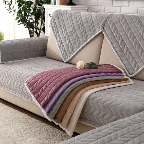 Solid Color Non-slip Sofa Cover Thicken Soft Plush Sofa Cushion Towel for Living Room Furniture Decor Slipcovers Couch Covers