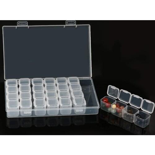 28 Grids Bead Organizer Containers Storage Plastic embroidery accessories for diamond painting Cross Stitch , Nails, Sewing