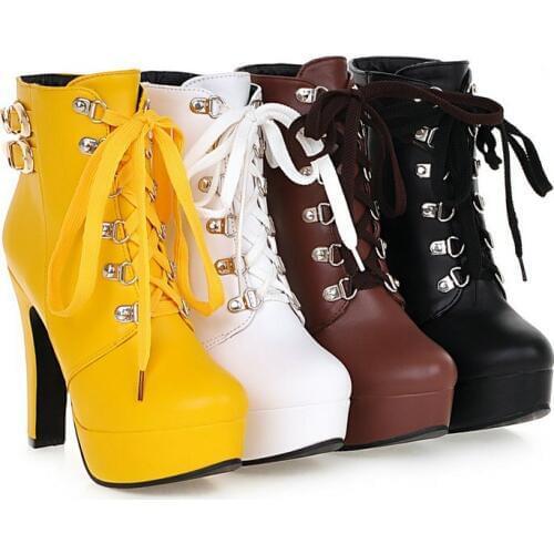 Autumn and winter fashion high heel boots with thick with Martin boots round head waterproof platform large size womens boots