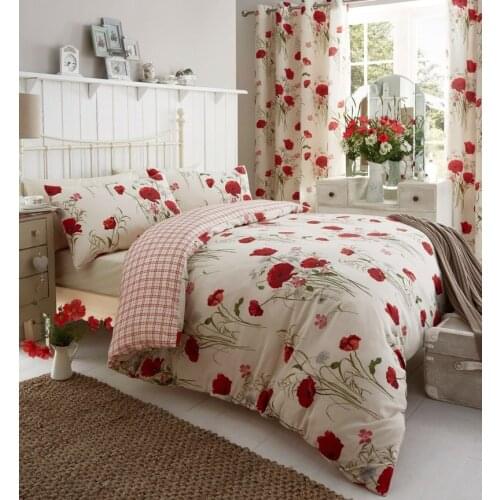 Duvet Cover King Size Single Double Duvet Cover Wild Poppies Duvet Cover Set or Eyelet Curtains S/D/K/66x72