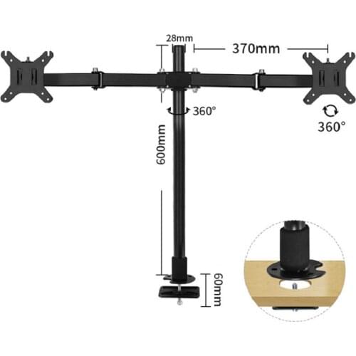 HILLPORT Fully Adjustable Dual Arm LCD LED Monitor Desk PC Mount Stand Bracket for 13"-32" Screens with 45 degree Tilt XCD5011