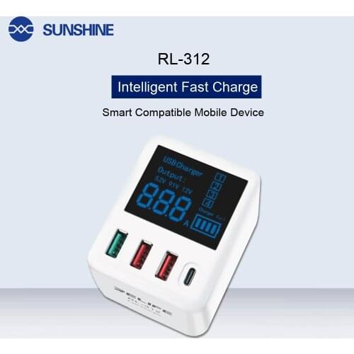 RL-312 Portable Intelligent Fast Charger Four USB Output For Phones/Tablets iPhone Huawei Xiaomi Samsung Meizu Fast Charging