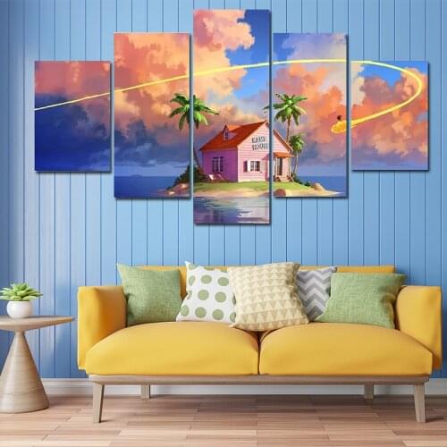 Anime Dragon Ball 5 Panel Poster Goku Canvas Painting Wall Art Picture Mural Living Room Bedroom Modern Home Decoration
