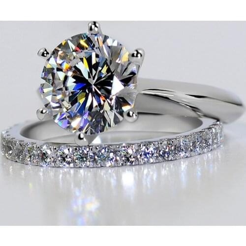 Luxury 1.5 Ct Lab Diamond Weeding Ring Set Solid 925 Silver Wedding Ring Set For Women Band Jewelry Stackable Rings