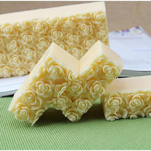 Nicole Silicone Soap Mold Embossed Rose Flower Decoration Handmade Loaf Soap Making Mould