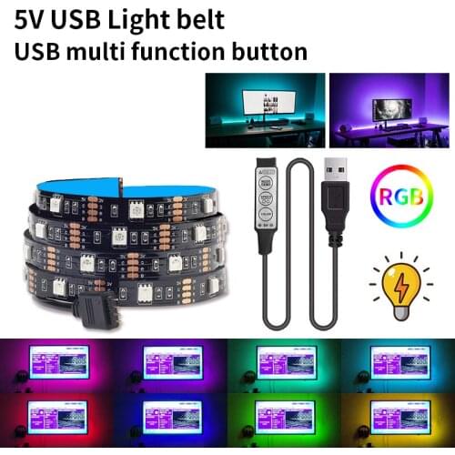 LED Strip Light USB Cable 5050 1M 2M 3M 5M Flexible Lamp 3 Key Control DC5V Luces Led Neon Light For Living Room Decoration
