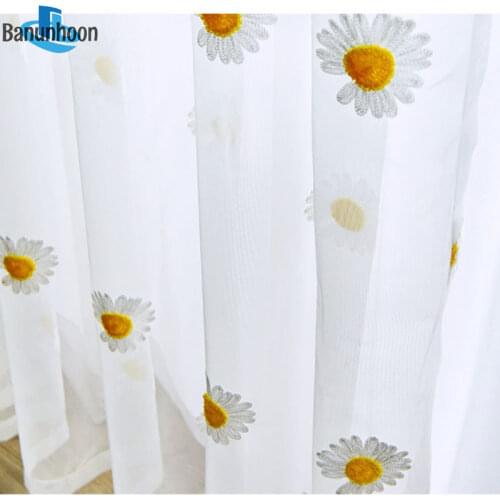 Top Fashion New Woven Cortina For Living Room Small Daisy With Flower Screen For Living Room Elegant Tulle Balcony Drapes