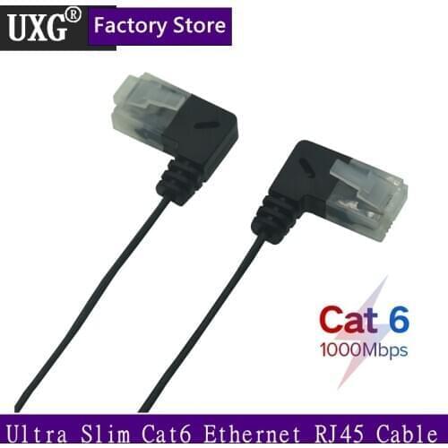 Ultra Slim Cat6 Ethernet Cable RJ45 Left Right Angled UTP Network Cable Patch Cord 90 Degree Cat6a Lan Short Cable 25cm 1m 2m 3m