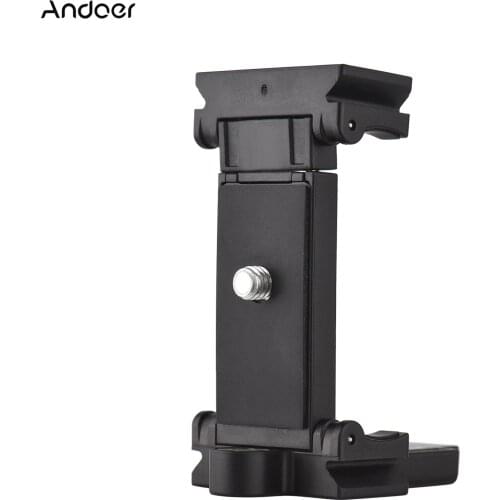 Anoder AD-06 Universal Phone Tripod Mount Phone Holder & Quick Release Plate 2-in-1 with Cold Shoe Mount 1/4 Inch Screw Hole