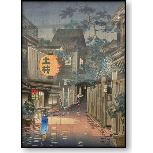 Ushigome Kagurazaka Tsuchiya Koitsu Japanese Art Vintage Poster Canvas Print Ukiyoe Woodblock Wall Art Decor Home Decoration