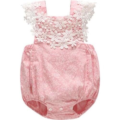 Vlinder Baby girl clothes girl Bodysuits Newborn Suspender Clothing Sleeveless Bandage Lace Flowers Printing Infant Bodysuits