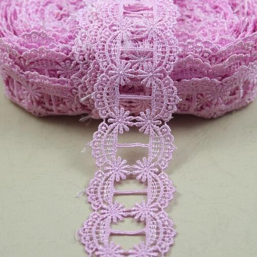 Water soluble embroidery pink 45mm flower Lace trim DIY sewing/garment/clothes accessories