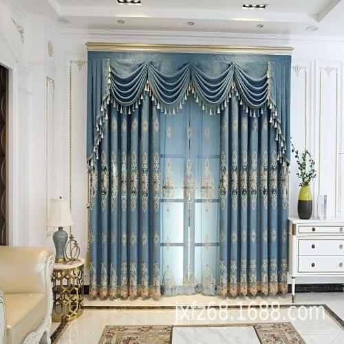 Explosive Iron Tree Blossom Printing Embroidered Curtains Thickened Water-soluble Embroidered Curtains for Living Room Bedroom