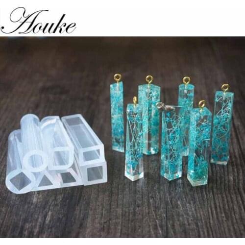 Aouke HD Mirror Long pendant Shape Geometric Jewelry Mold Pendant Silicone Mould Ornament Resin Craft Making DIY Hand Craft