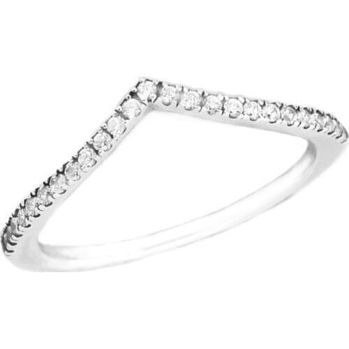 Authentic 925 Sterling Silver Ring Clear CZ Shimmering Wish Rings for Women Silver 925 Jewelry anillos mujer Free Shipping