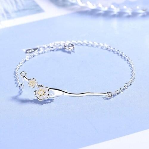 Women Fashion Cute Cherry Blossoms Bracelets Small Fresh Flower Jewelry Gifts