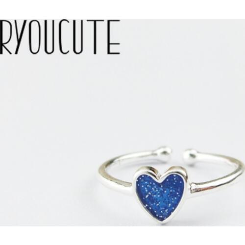 Punk Style Vintage Retro Silver Color Heart Rings for Women Romantic Adjustable Large Antique Finger Rings Anillos