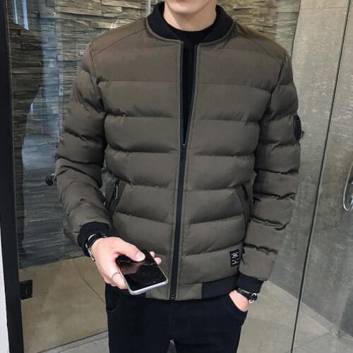 Winter Cotton Coat Coat Solid Color Cotton Jacket Casual Mens Stand-up Collar Pocket Warm Down Down Jacket Ant Wrinkle Fabric