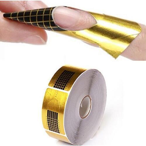 100pcs/packs Nail Art Extension Sticker Polish Gel Tips Gold U Shape French Tips Guide Nail Art Form Manicure Styling Tools