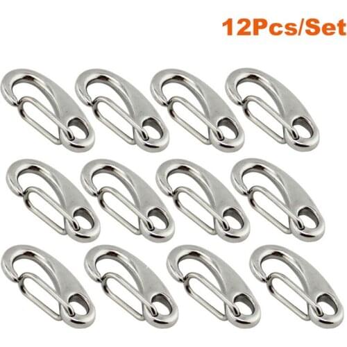12Pcs/lot Egg Shape Snap Hooks 304 Stainless Steel Hiking Camping Belt Spring Carabiner Quick Release Dog Bolted Hook